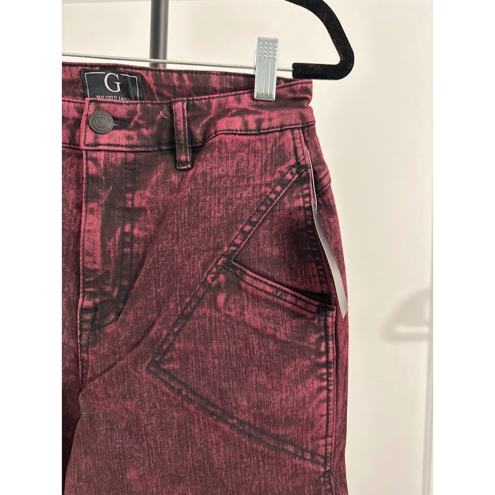 G by Giuliana Acid Wash Red Black High Rise Straight Leg Jeans Size 4 - Picture 2 of 4
